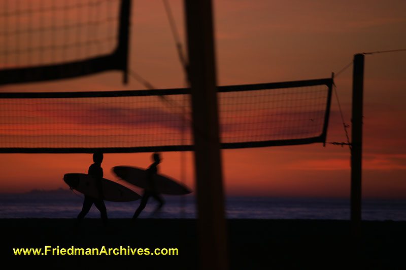 lifestyle,sunset,silhouette,orange,volleyball,net,walking,beach,surfing,